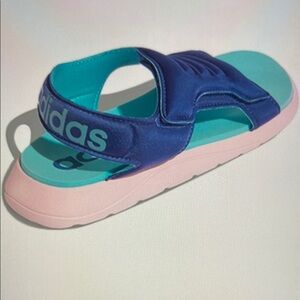 adidas Kids Aqua Footbed Blue Strap Pink Outsole Sandal